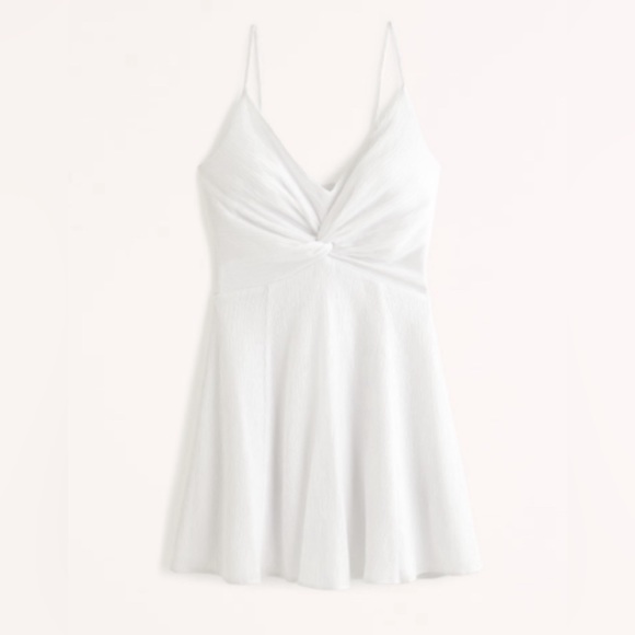 NWT Abercrombie Crinkle Textured Twist-Front Mini Dress - Picture 3 of 8